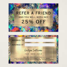 Blått referenskort för Guld glitter