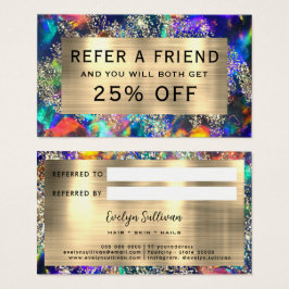 Blått referenskort för Guld glitter Visitkort