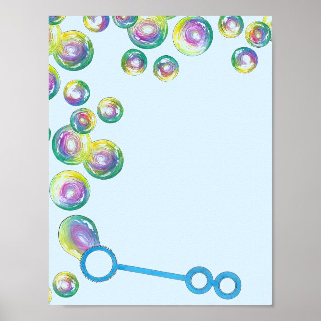 Blått regnbåge, soap Bubbles Bubble Trollspö Blue Poster (Framsidan)
