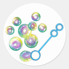 Blått regnbåge, soap Bubbles Bubble Trollspö Blue Runt Klistermärke