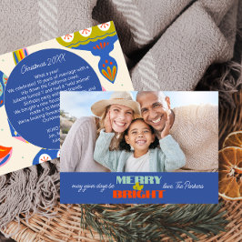 Blått Retro-fotokort för Helgdag | VÅGRÄT Inbjudningar