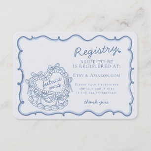 Blått Retro Heart Coquette Cake Registry Infoga Tilläggskort