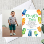 Blått Retro-popsicle Anpassningsbar Bild Födelseda Tack Kort<br><div class="desc">Det här är en Orange för återföring av blått Grönt i Anpassningsbarna Bild Photo Födelsedagsfest - tack för ditt kort!</div>