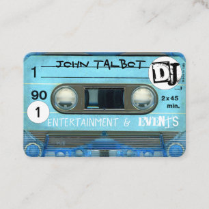 Blått Retro T4 Audiotape Cassette 80s DJ Business Visitkort