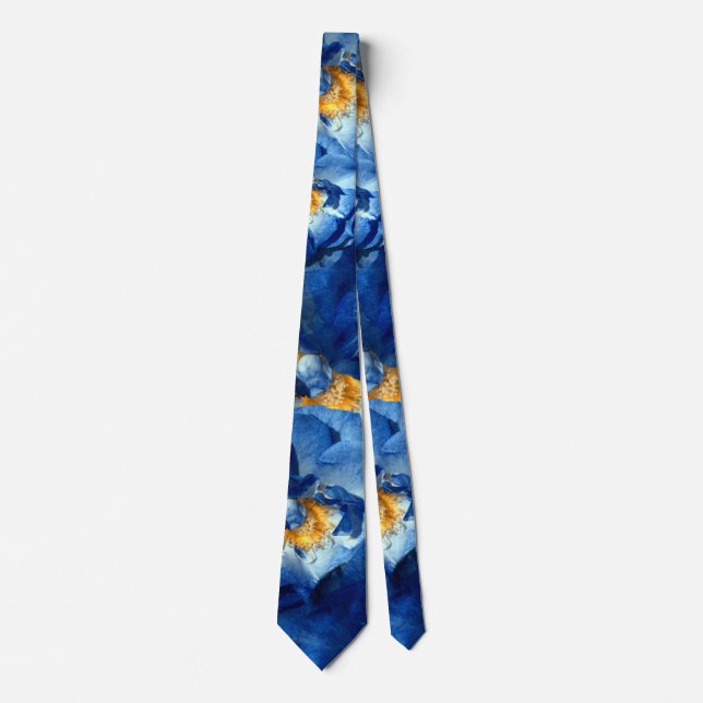 Blått Ro Blommigt Photo Mönster Elegant Tie Slips (Framsida)