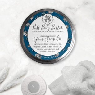 Blått Ro Löv Body Butter eller SCrub Runt Klistermärke