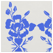 Blått Ro Silhouette Cotton Fabric