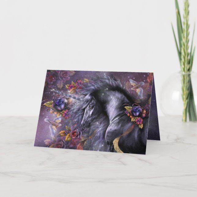 Blått Ro Unicorn Designer-kort Kort (Framsida)
