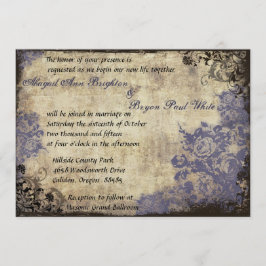 Blått Ro Vintage bröllop-inbjudan Inbjudningar