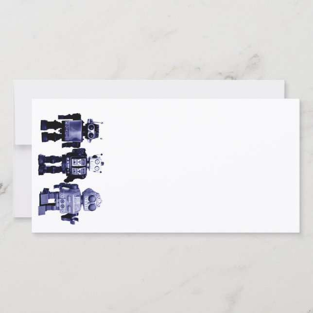 blått robotfotokort (Framsida)