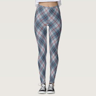 Blått-Röd rand för Bias pläd Leggings