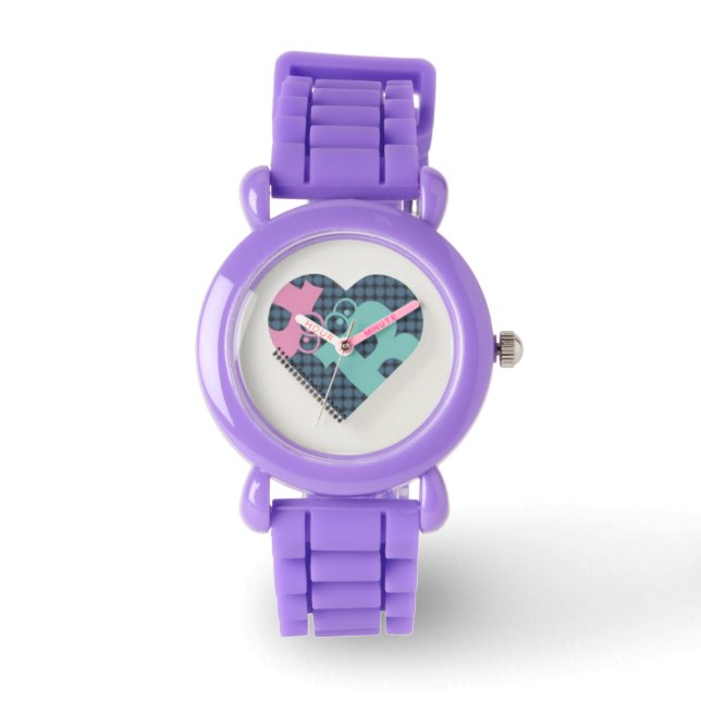 Blått Röda Glitter MODERN eWatch för Cute Heart-an Armbandsur (Framsida)