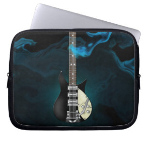 Blått röker elektrisk gitarrelektronik hänger l laptop fodral