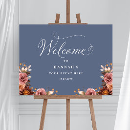 Blått, Rosa, Burgundy-Blommigt vid händelsens välk Poster
