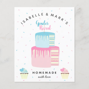 Blått Rosa Cake Gender Reveal Party-inbjudan
