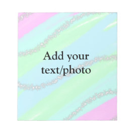 Blått rosa grönt glitter gnistra pastel lägg till anteckningsblock