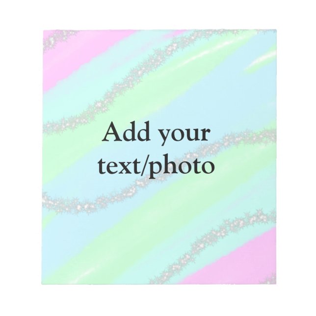 Blått rosa grönt glitter gnistra pastel lägg till  anteckningsblock (Framsida)