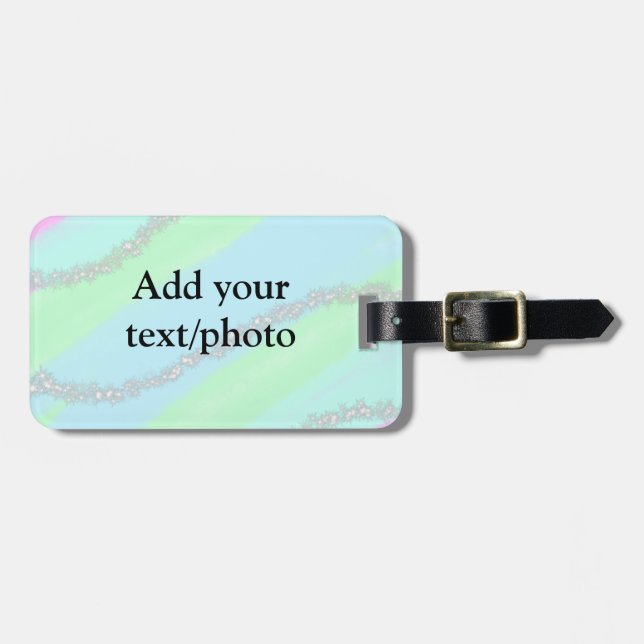 Blått rosa grönt glitter gnistra pastel lägg till  bagagebricka (Horisontell Framsida)