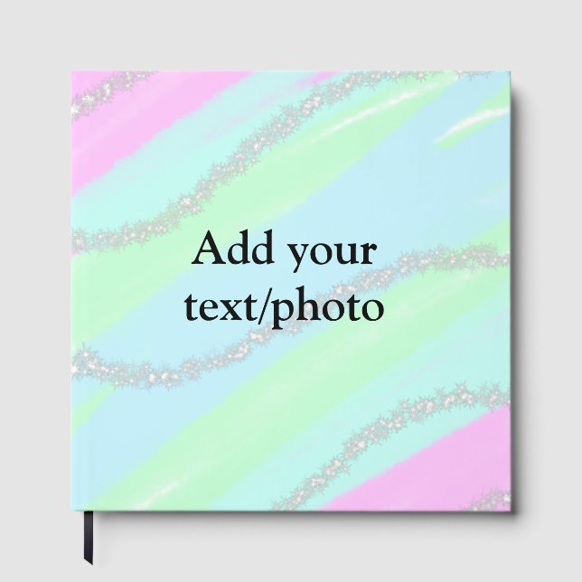 Blått rosa grönt glitter gnistra pastel lägg till  gästböcker (Framsida)