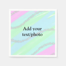 Blått rosa grönt glitter gnistra pastel lägg till pappersservett