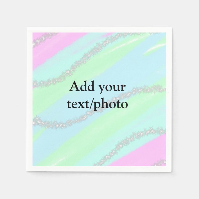 Blått rosa grönt glitter gnistra pastel lägg till  pappersservett (Framsidan)