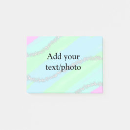 Blått rosa grönt glitter gnistra pastel lägg till  post-it block