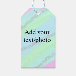 Blått rosa grönt glitter gnistra pastel lägg till presentetikett