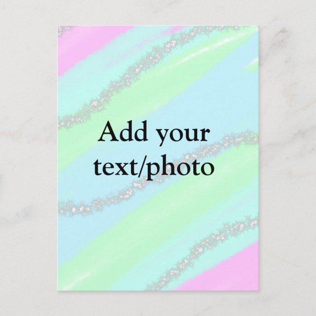 Blått rosa grönt glitter gnistra pastel lägg till  vykort (Framsida)