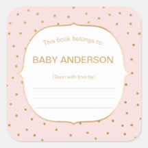 Blått Rosa + guld konetti babyduschplatta för baby