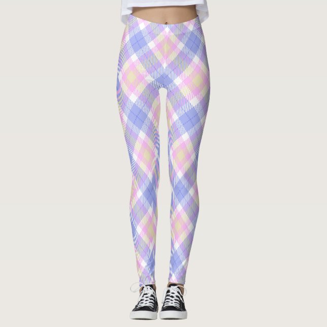 Blått Rosa Gult Leggings (Framsida)