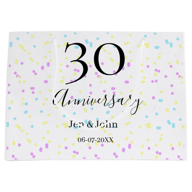 Blått rosa gult polka dots 30-årsjubileum namn (Framsidan)