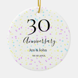 Blått rosa gult polka dots 30-årsjubileum namn julgransprydnad keramik