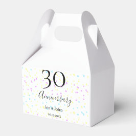 Blått rosa gult polka dots 30-årsjubileum namn presentaskar