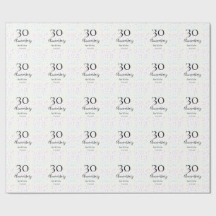 Blått rosa gult polka dots 30-årsjubileum namn presentpapper