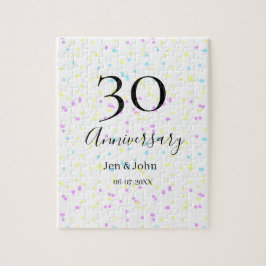 Blått rosa gult polka dots 30-årsjubileum namn pussel