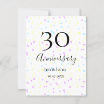 Blått rosa gult polka dots 30-årsjubileum namn