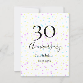 Blått rosa gult polka dots 30-årsjubileum namn vykort