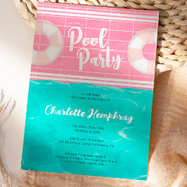 Blått rosa i Tropical bassäng party Sweet 16 Inbjudningar