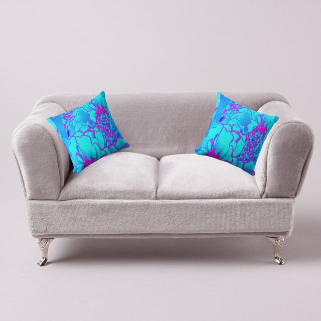 Blått Rosa Modern Design Contemporary Dekorfärg Kudde (Skapare uppladdad)