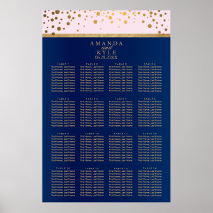 Blått, Rosa och Guld - 16 Sittplatsdiagram Poster