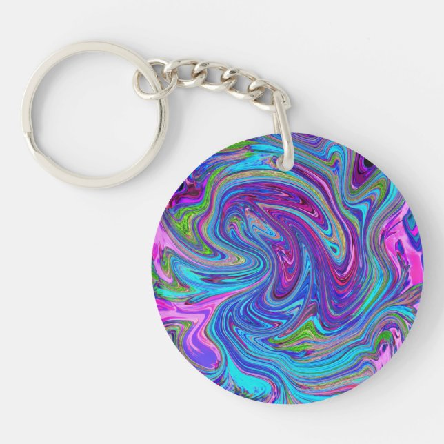 Blått, Rosa och Lila Groovy Abstrakt Retro Art. (Framsidan)