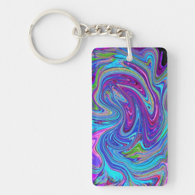 Blått, Rosa och Lila Groovy Abstrakt Retro Art. (Framsidan)