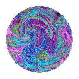 Blått, Rosa och Lila Groovy Abstrakt Retro Art.