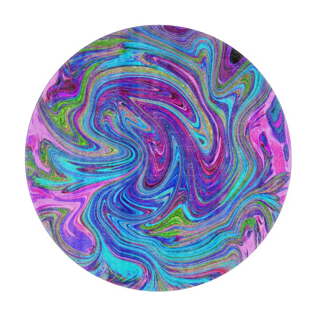 Blått, Rosa och Lila Groovy Abstrakt Retro Art. (Framsidan)