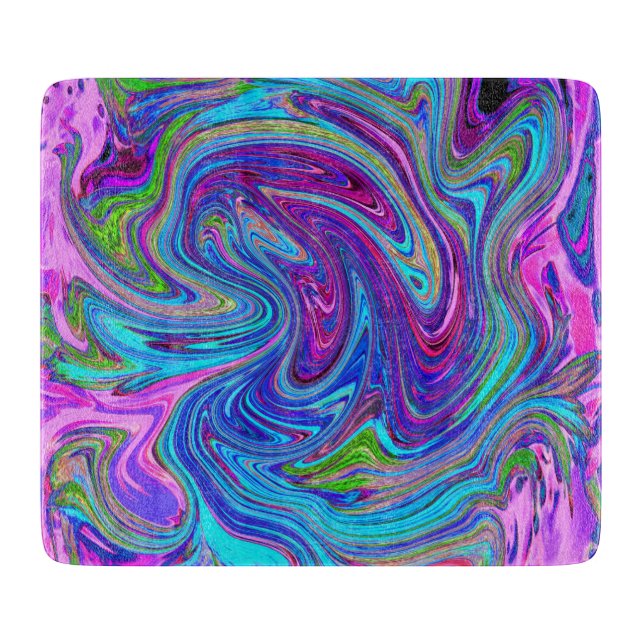 Blått, Rosa och Lila Groovy Abstrakt Retro Art. (Framsidan)