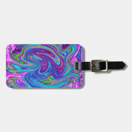 Blått, Rosa och Lila Groovy Abstrakt Retro Art. Bagagebricka