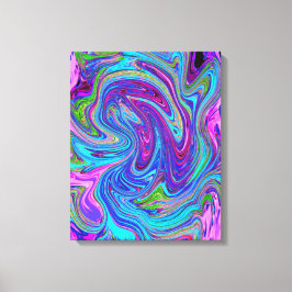 Blått, Rosa och Lila Groovy Abstrakt Retro Art. Canvastryck