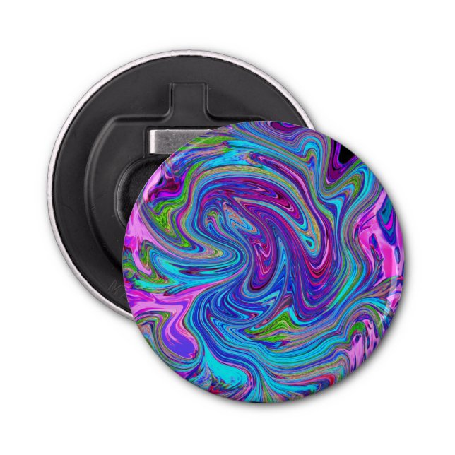 Blått, Rosa och Lila Groovy Abstrakt Retro Art. Flasköppnare (Framsidan)