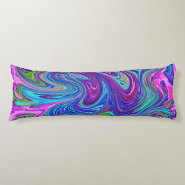 Blått, Rosa och Lila Groovy Abstrakt Retro Art. Kroppskudde