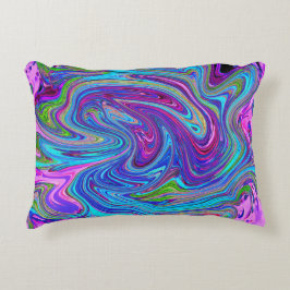 Blått, Rosa och Lila Groovy Abstrakt Retro Art. Prydnadskudde